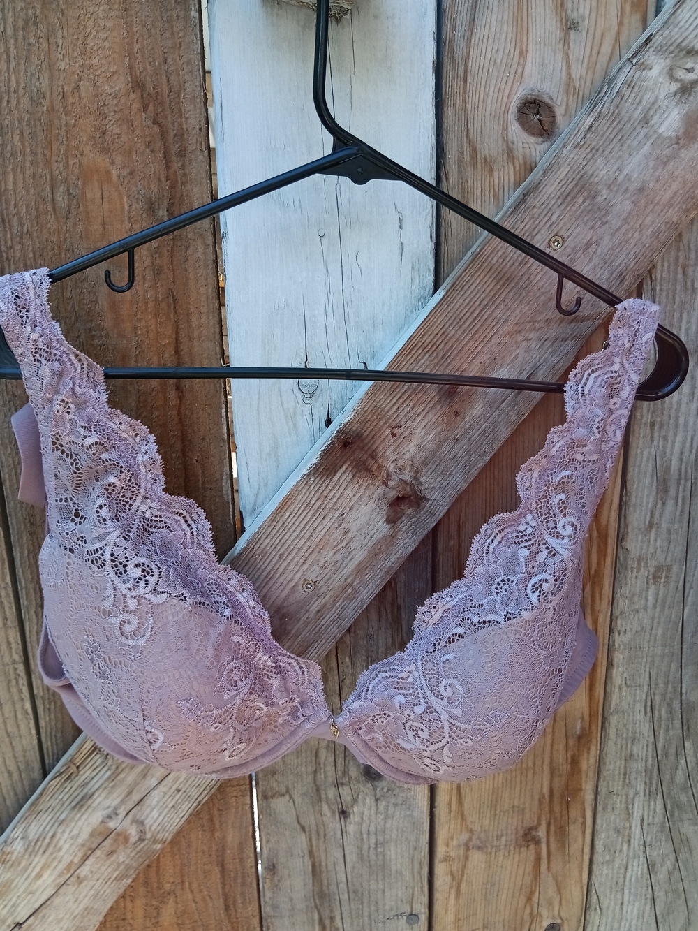 Lace Plunge Bra in Dusty Pink - Women Intimates